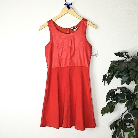 NWT Dollhouse Red Faux Leather Dress - Picture 1 of 7